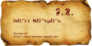 Hári Mátyás névjegykártya